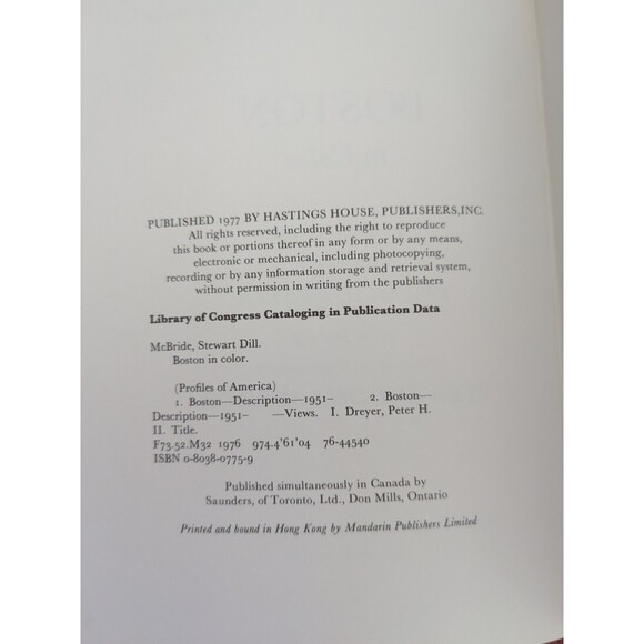 Boston in Color Profiles of America Stewart Dill McBride 1977 HC First edition - Picture 4 of 7